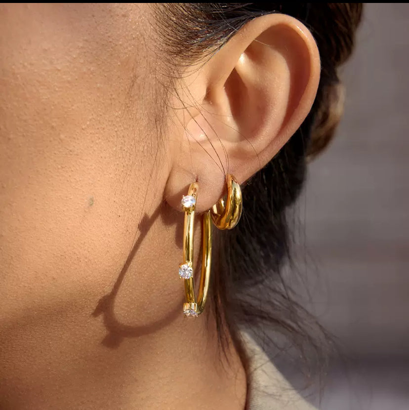 Créoles en acier inoxydable avec cristaux