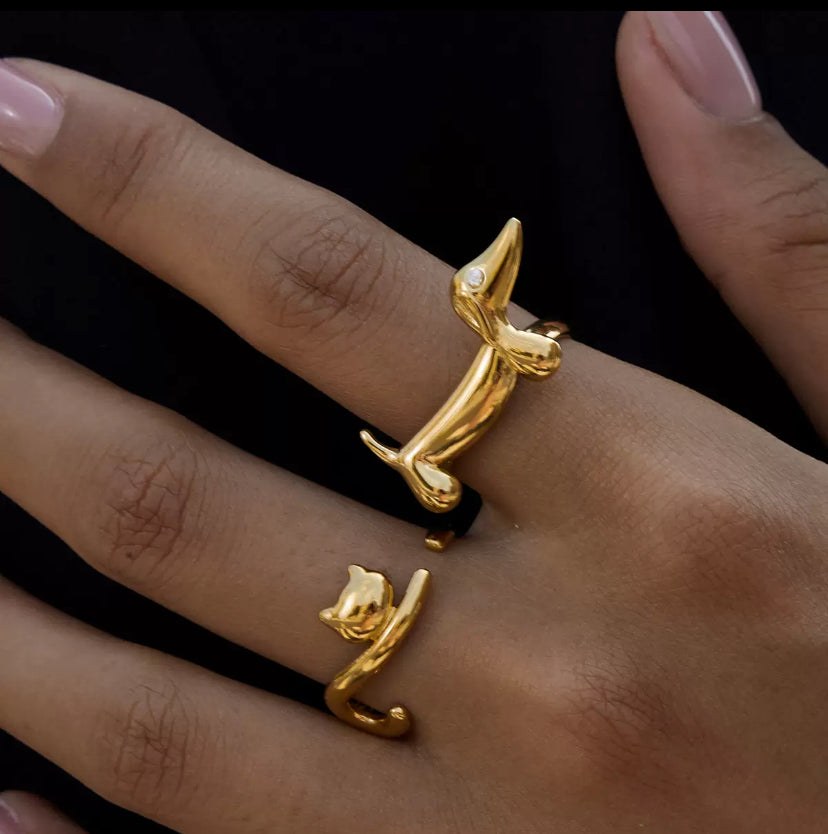 Bague chat en acier inoxydable