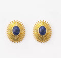Boucles d’oreilles soleil en acier inoxydable avec pierre bleue