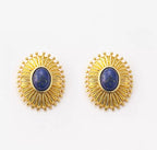 Boucles d’oreilles soleil en acier inoxydable avec pierre bleue