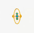 Bague ovale pierre turquoise en acier inoxydable doré