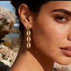 Boucles d’oreilles cauris pendants en acier inoxydable