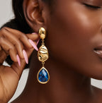 Boucles d’oreilles pendantes en acier inoxydable avec pierres