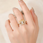 Bague œil strass en acier inoxydable