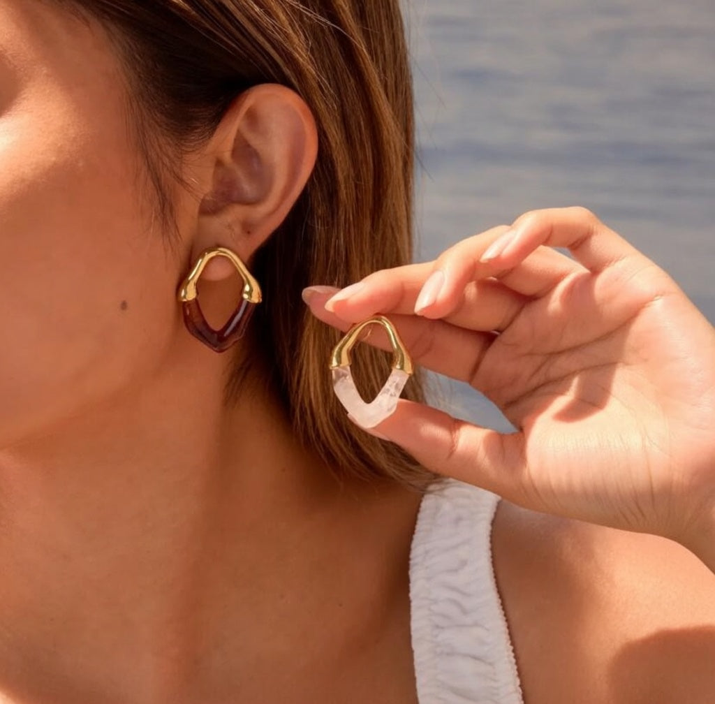 Boucles d’oreilles résine en acier inoxydable