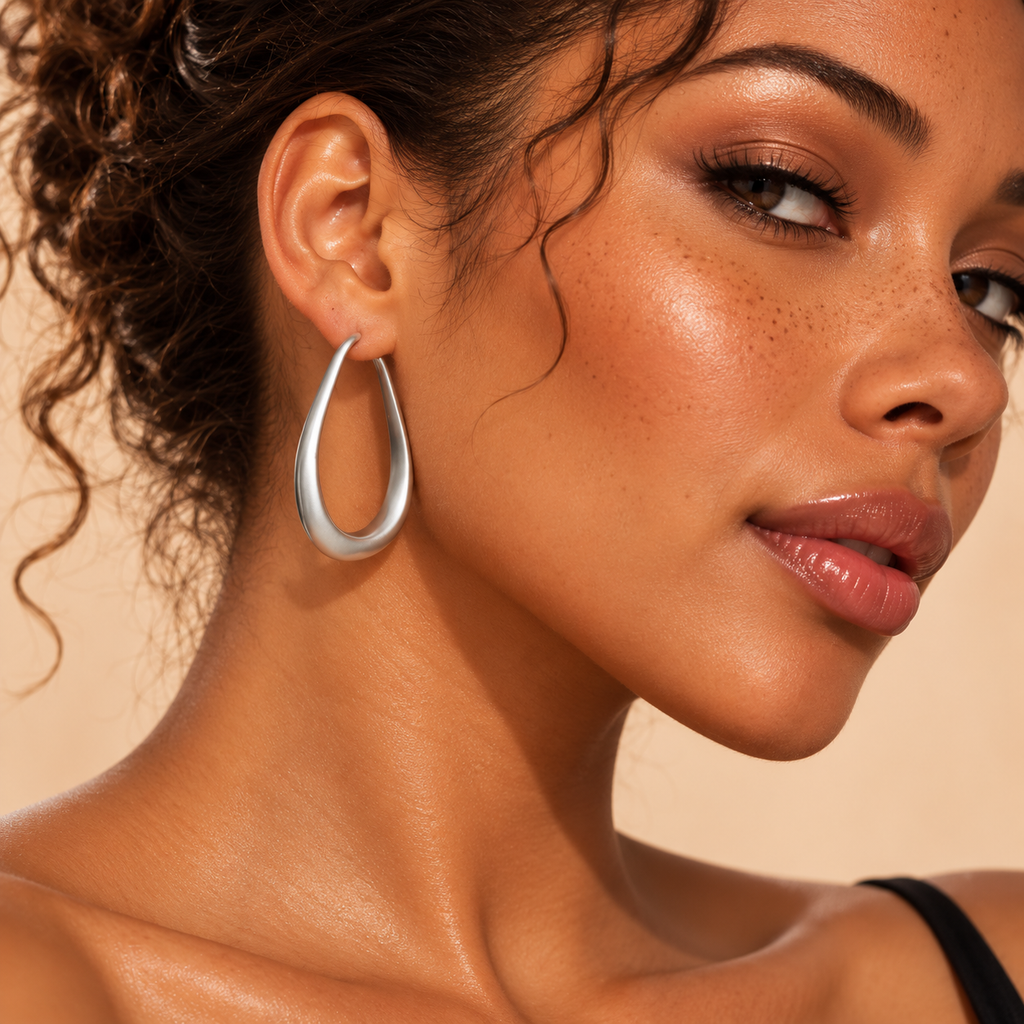 Boucles d'oreilles fantaisie créoles goutte sculpturales