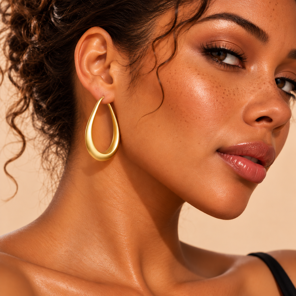 Boucles d'oreilles fantaisie créoles goutte sculpturales