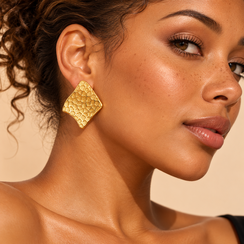 Boucles d'oreilles fantaisie à texture mosaïque