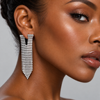Boucles d'oreilles fantaisie pendantes maille métallique