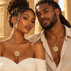Collier Œil d'Horus en acier inoxydable doré – vue 3