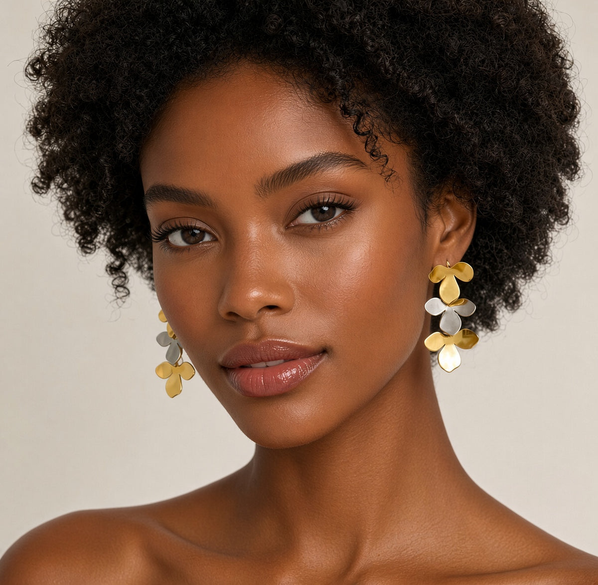 Boucles d'oreilles pendantes fleurs – acier inoxydable