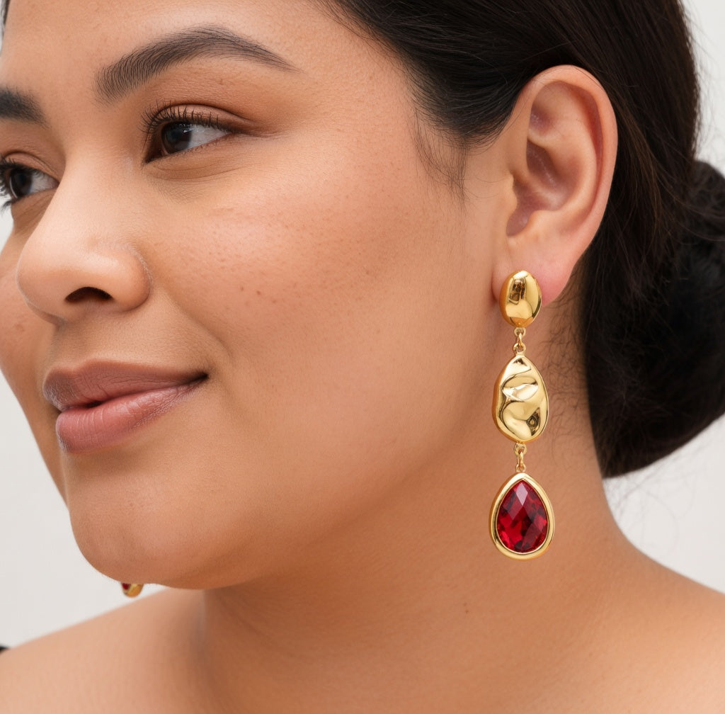 Boucles d’oreilles pendantes en acier inoxydable avec pierres