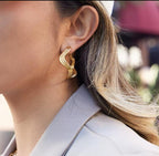 Boucles d’oreilles ondulées en acier inoxydable