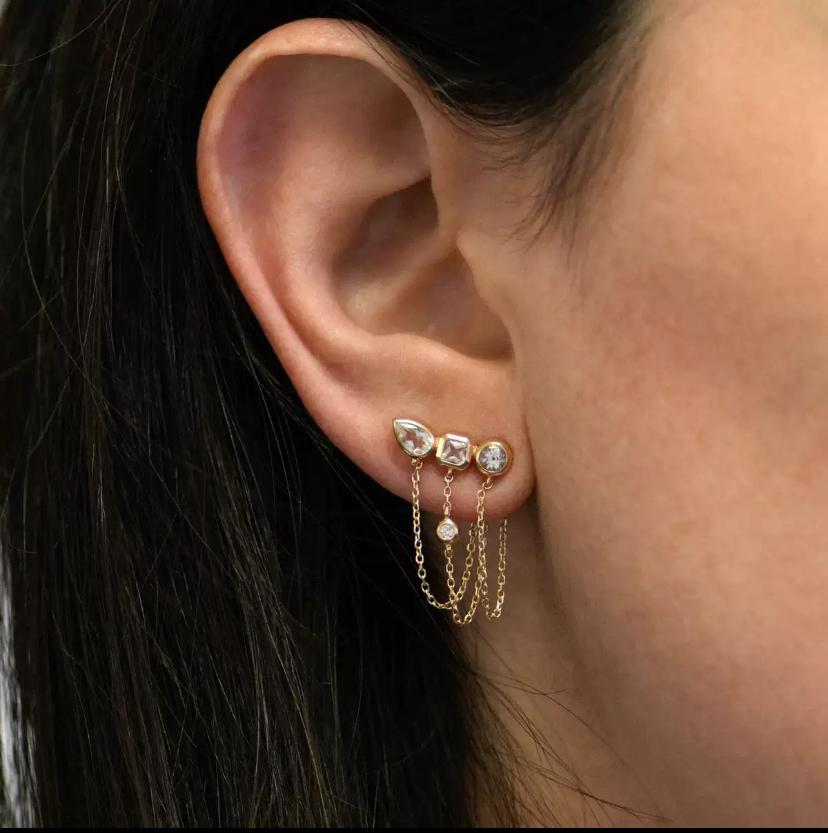 Boucles d’oreilles pendantes chaînes en acier inoxydable