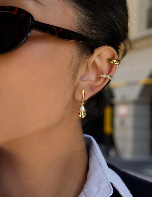 Boucles d’oreilles goutte en acier inoxydable avec pierre brillante