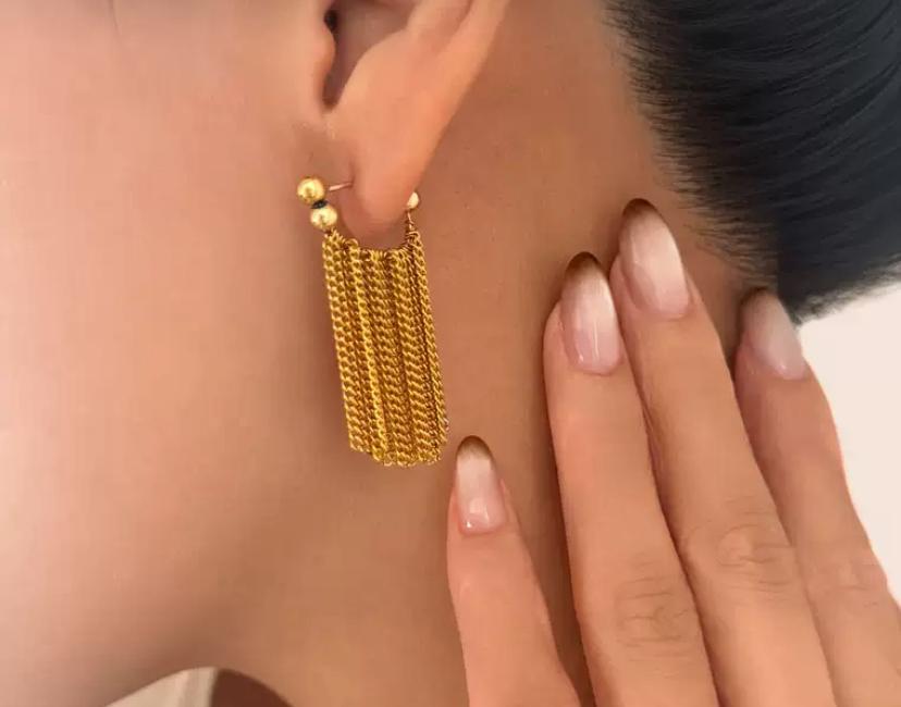 Boucles d’oreilles franges en acier inoxydable