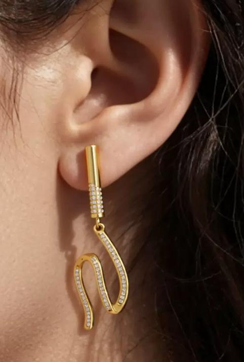 Boucles d’oreilles pendantes serpentin en acier inoxydable