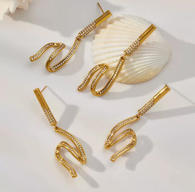 Boucles d’oreilles pendantes serpentin en acier inoxydable