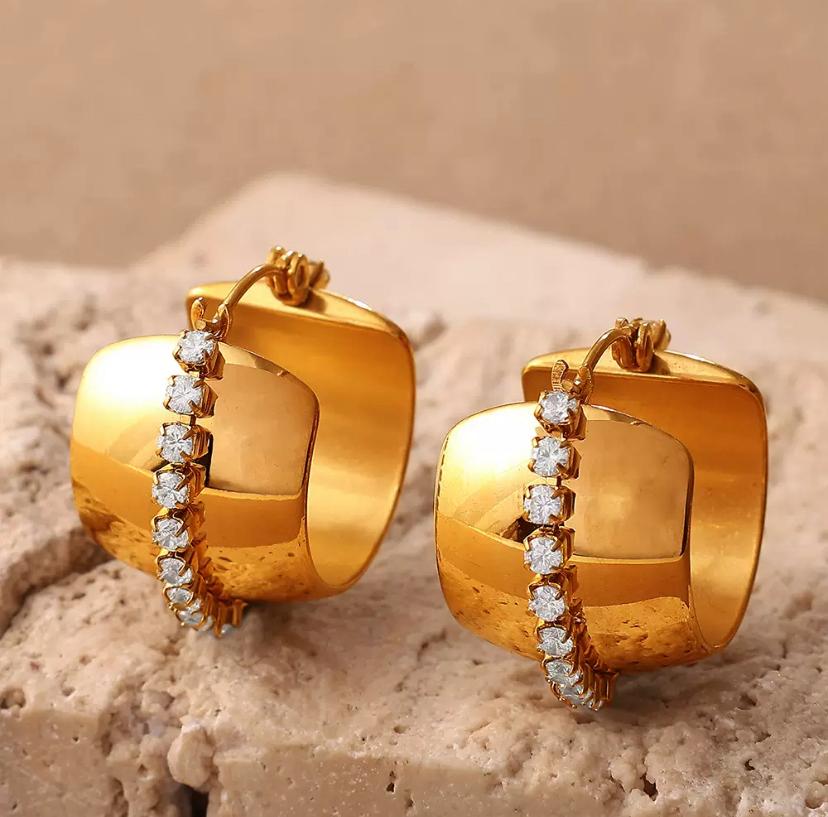 Boucles d'oreilles créoles larges en acier inoxydable