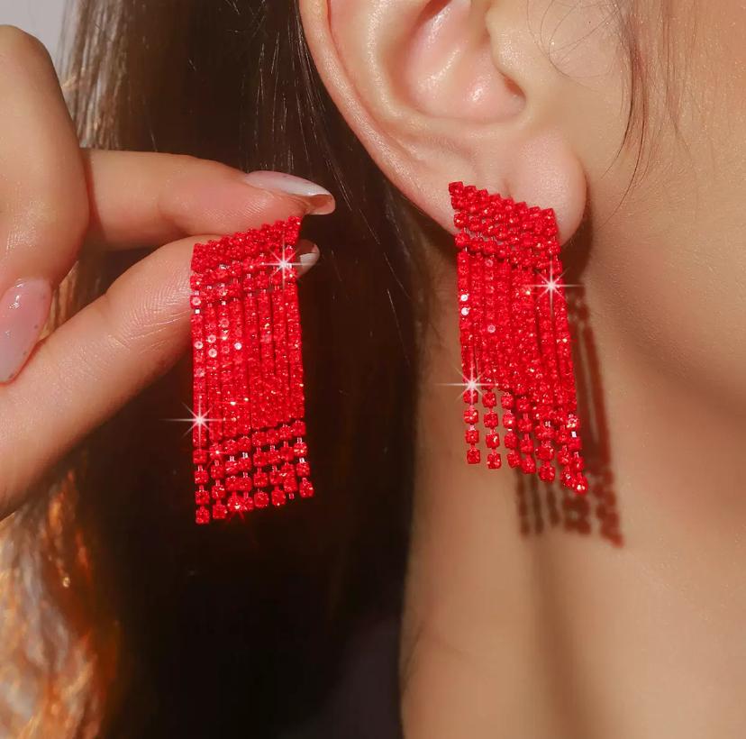 Boucles d’oreilles fantaisie franges scintillantes