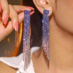 Boucles d’oreilles fantaisie franges strass dégradé