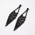 Boucles d’oreilles fantaisie cascade strass noirs