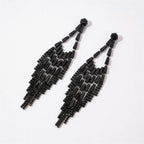 Boucles d’oreilles fantaisie cascade strass noirs