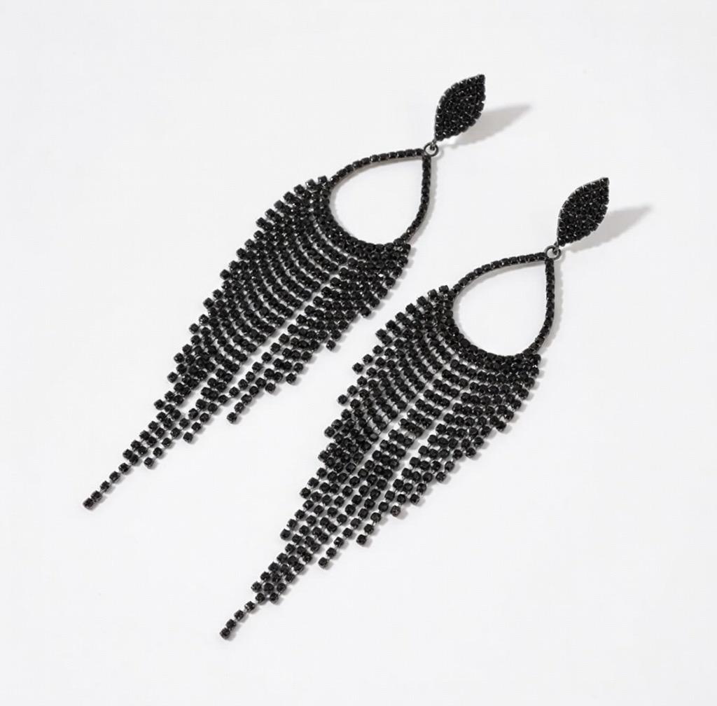 Boucles d’oreilles fantaisie franges strass