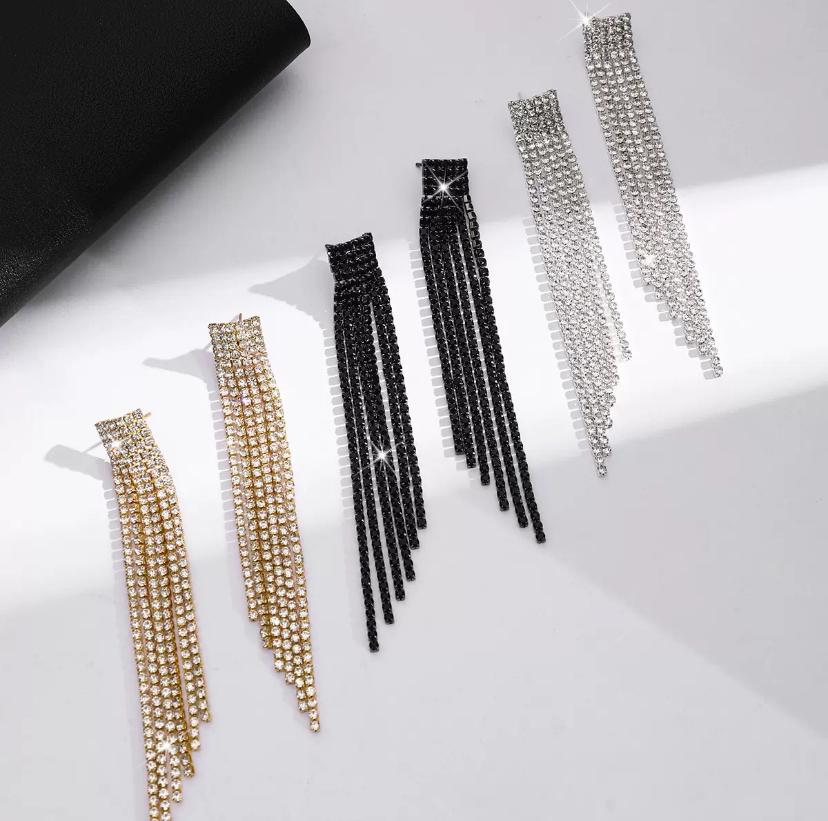 Boucles d’oreilles fantaisie franges strass