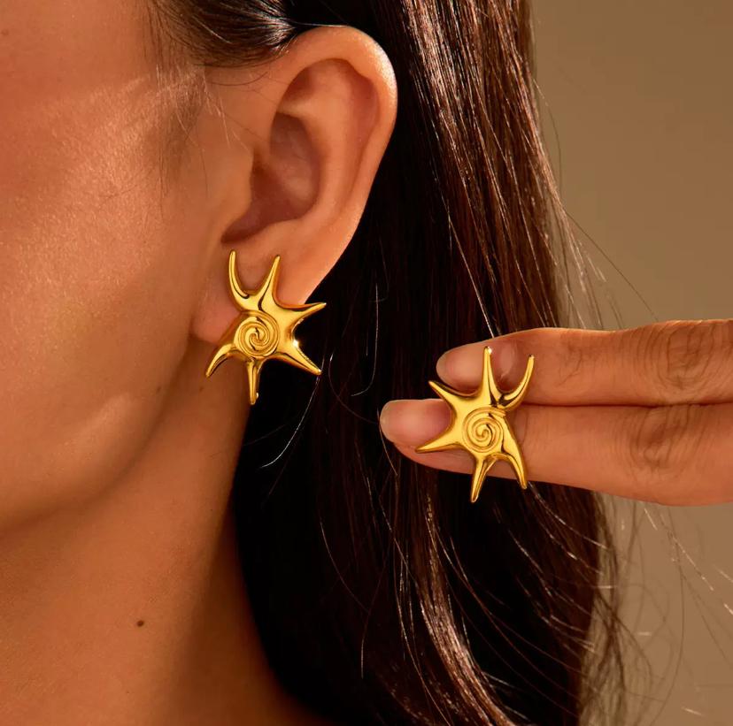 Parure étoile de mer, Collier et boucles d’oreilles en acier inoxydable