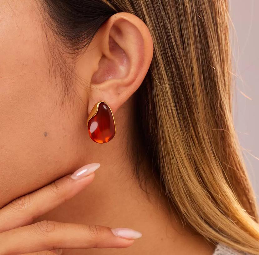 Boucles d’oreilles effet goutte en acier inoxydable avec pierre