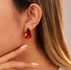 Boucles d’oreilles effet goutte en acier inoxydable avec pierre