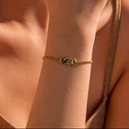 Bracelet en acier inoxydable avec pierres turquoise