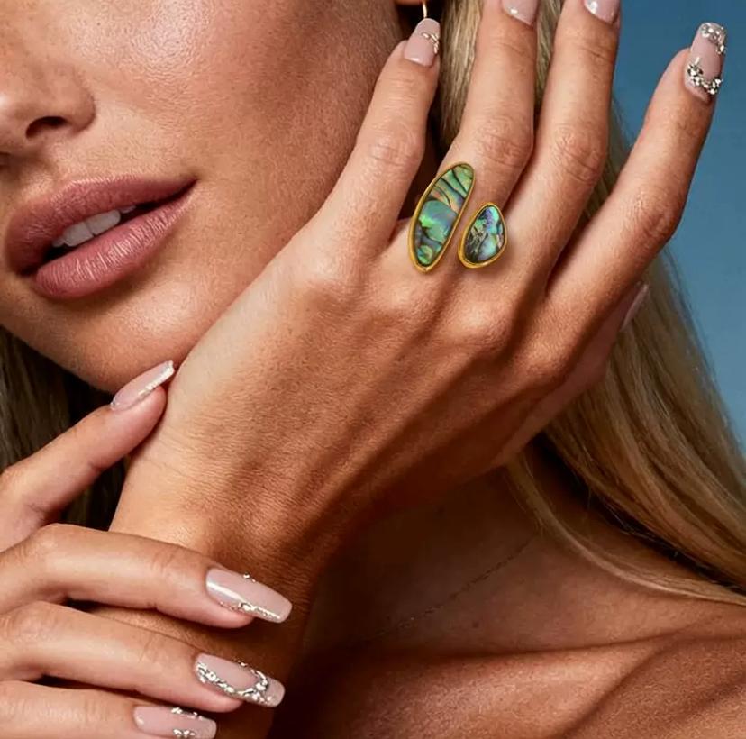 Bague en acier inoxydable avec pierres