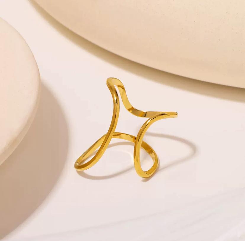 Bague sculpturale en acier inoxydable