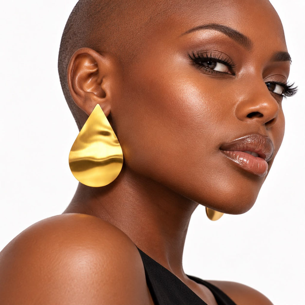 Boucles d'oreilles gouttes en laiton doré