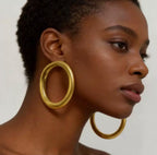 Boucles d'oreilles grands anneaux ronds en laiton doré