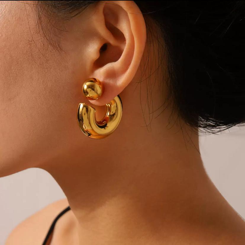 Boucles d’oreilles créoles épaisses ouvertes en acier inoxydable
