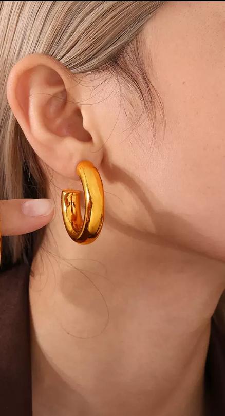 Boucles d'oreilles créoles épaisses en acier inoxydable
