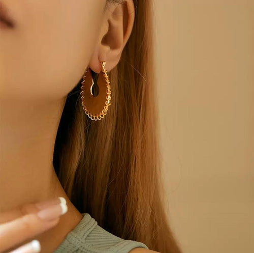 Boucles d’oreilles créoles martelées en acier inoxydable