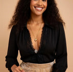 Collier graine de café en acier inoxydable