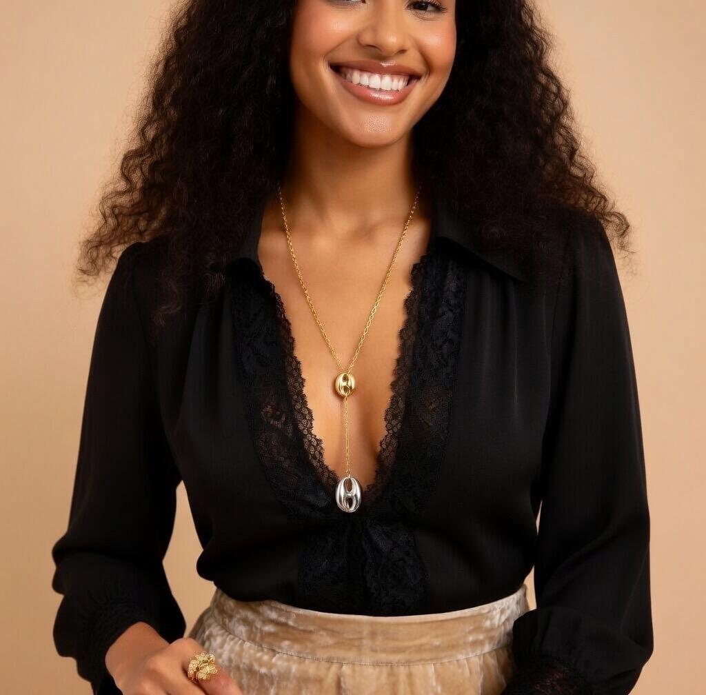 Collier graine de café en acier inoxydable