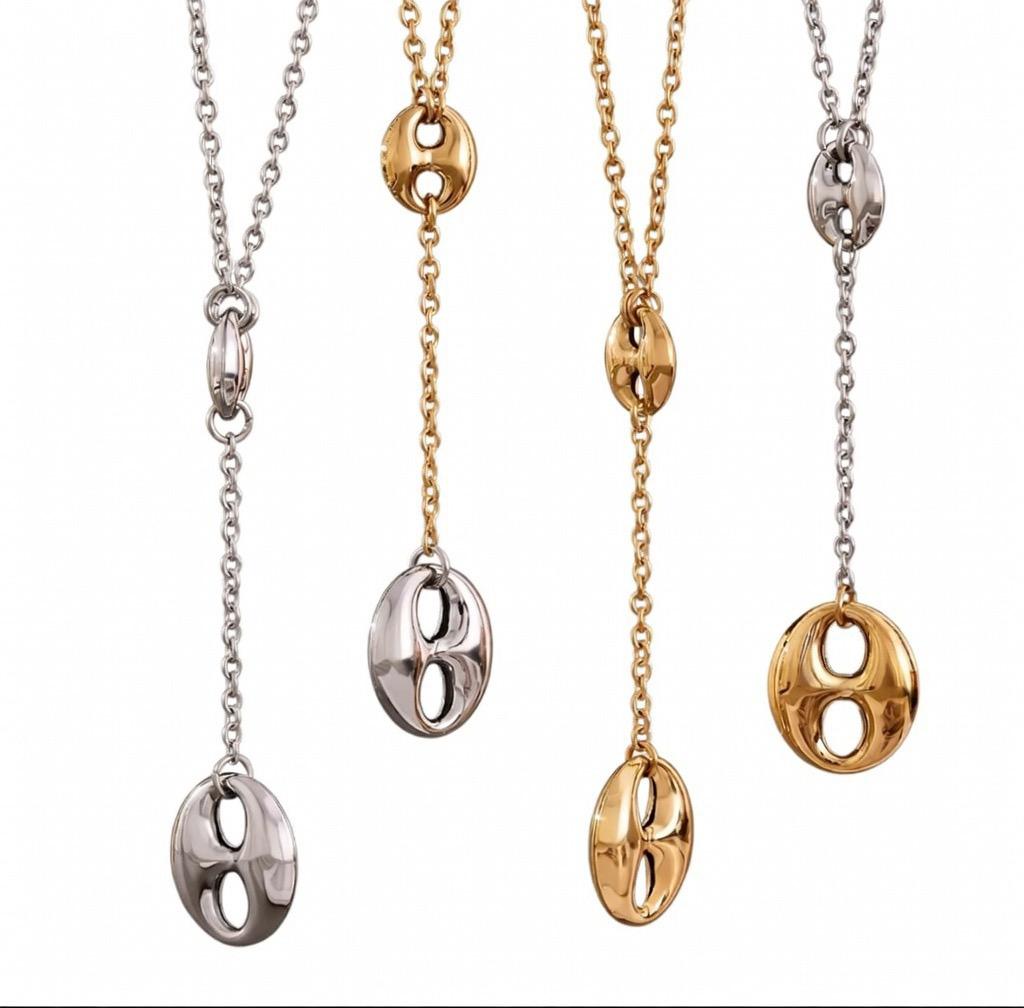 Collier graine de café en acier inoxydable