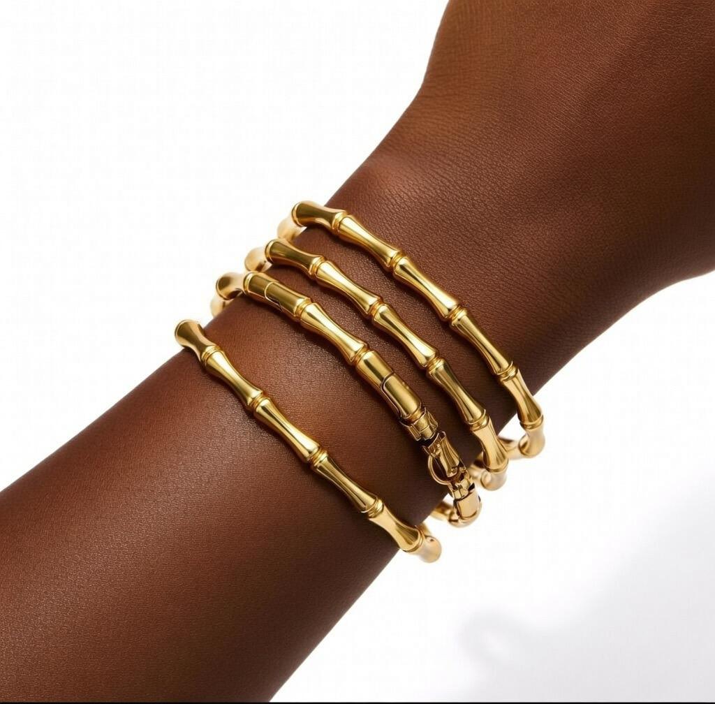 Bracelet effet bambou en acier inoxydable