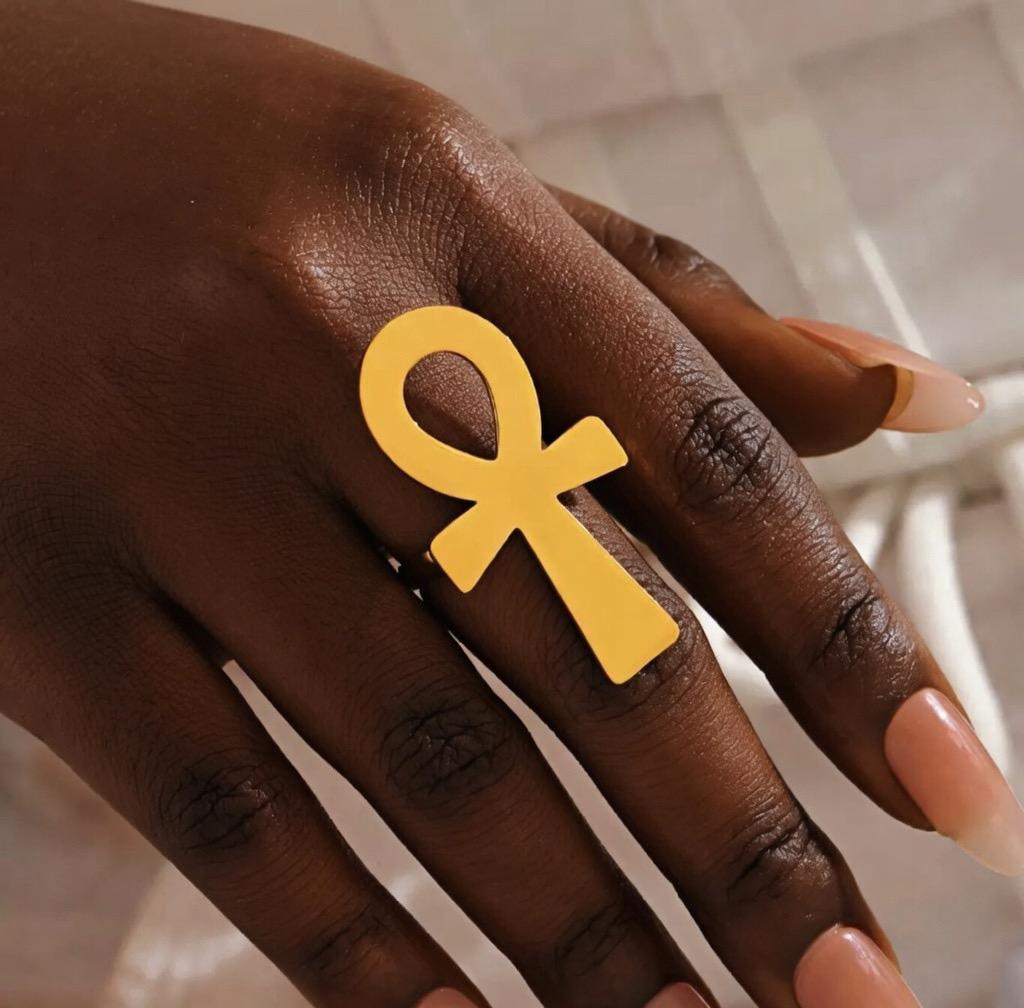 Bague croix Ankh en acier inoxydable