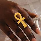 Bague croix Ankh en acier inoxydable