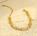Bracelet multi-rangs en acier inoxydable avec pierres vertes