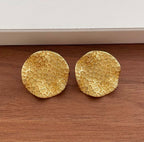 Boucles d'oreilles fantaisie rondes dorées effet mosaïque