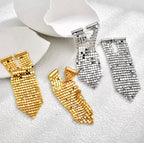 Boucles d'oreilles fantaisie pendantes maille métallique