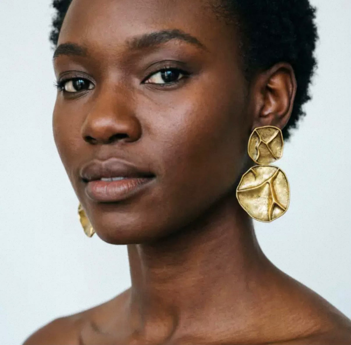 Boucles d'oreilles laiton doré texturé